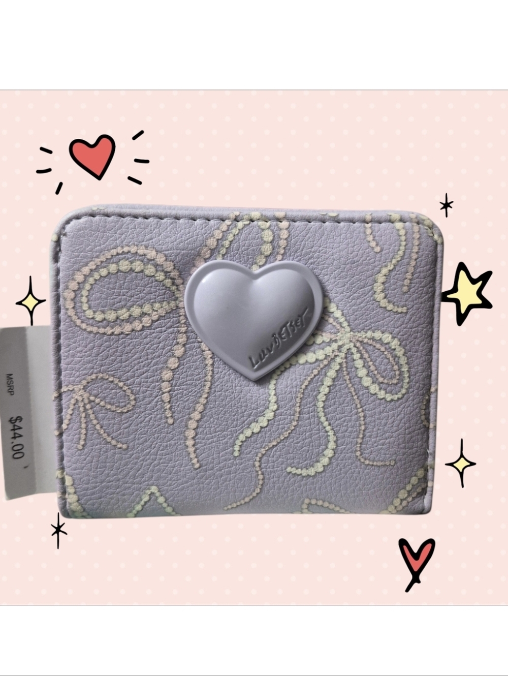 Luv Betsey by Betsey Johnson bow print bifold wallet lavender